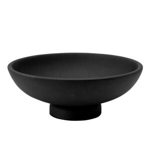 Black Mango Wood Footed Bowl Serving Decorative Decor Table Top Wood Grain